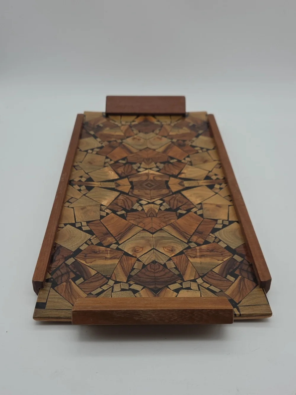 Vintage Hayadith MCM Olive Wood Marquetry Serving Tray